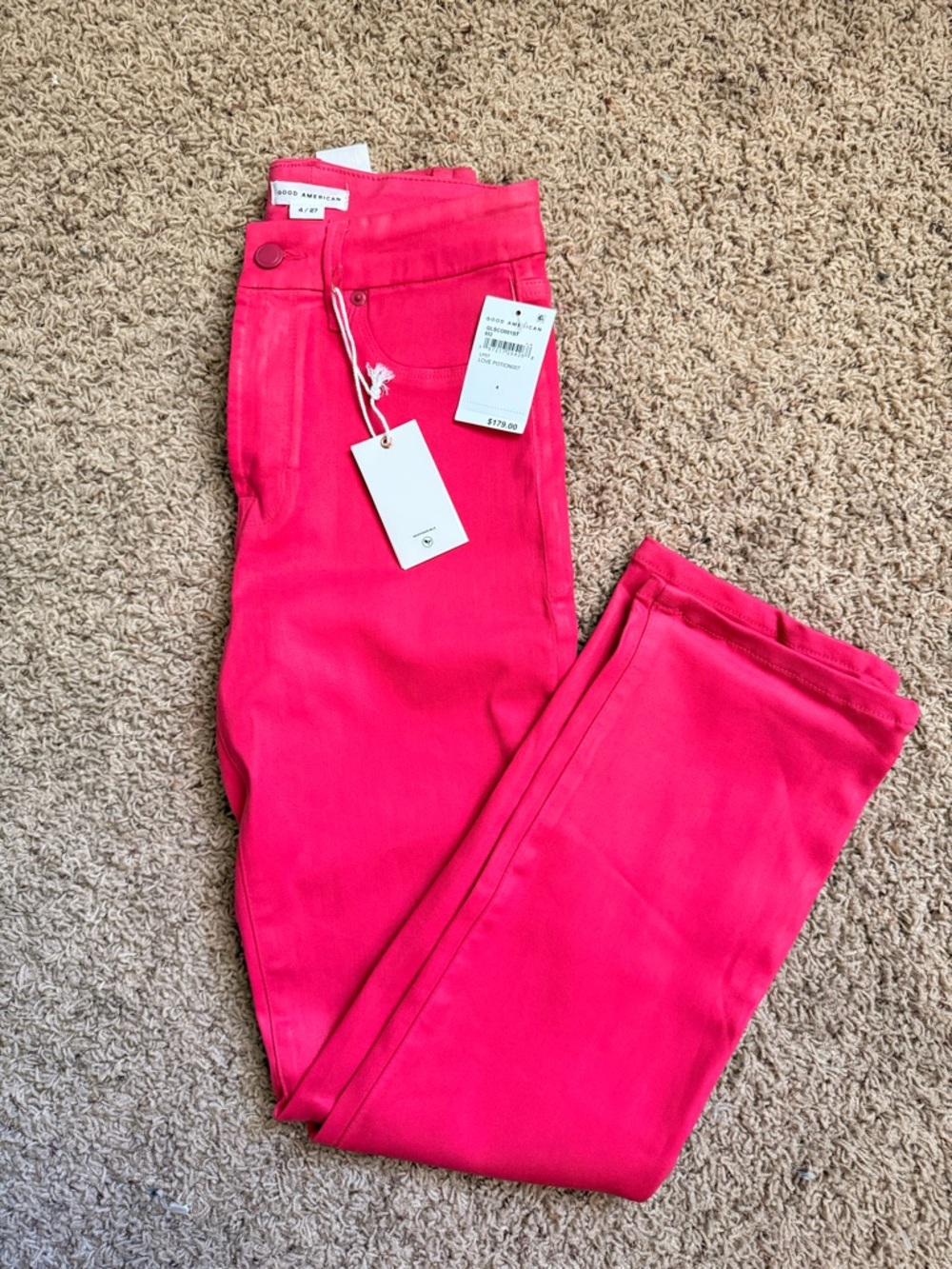 Good American Faux Leather Straight Leg Pants in Hot Pink